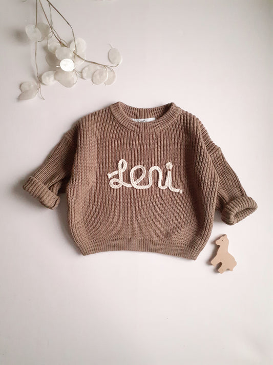 Personalisierter Pullover taupe